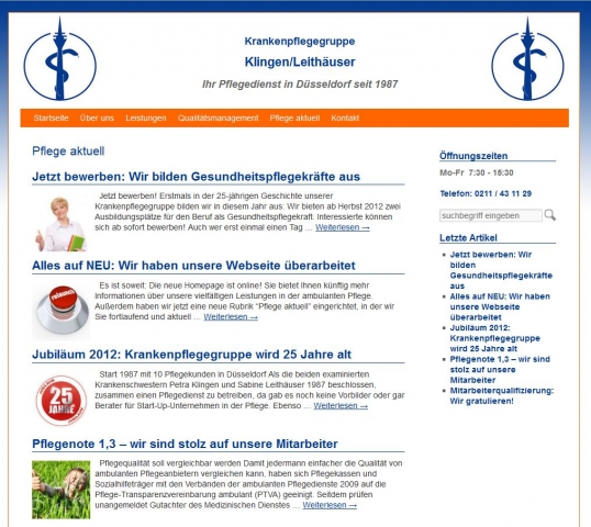 Immer bestens informiert auf der frisch renovierten Webseite der Düsseldorfer Krankenpflegegruppe Kl Immer bestens informiert auf der frisch renovierten Webseite der Düsseldorfer Krankenpflegegruppe Kl