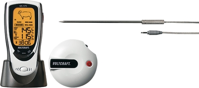 Das VOLTCRAFT® MS-575 FUNK-GRILLTHERMOMETER misst die Kerntemperatur des Grillguts,überträgt diese p