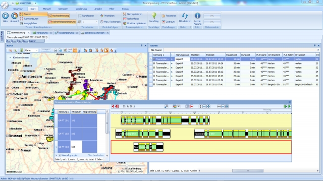 Übersichtlich: Der detaillierte Tourverlauf als Einsatzgrafik in PTV Smartour Übersichtlich: Der detaillierte Tourverlauf als Einsatzgrafik in PTV Smartour