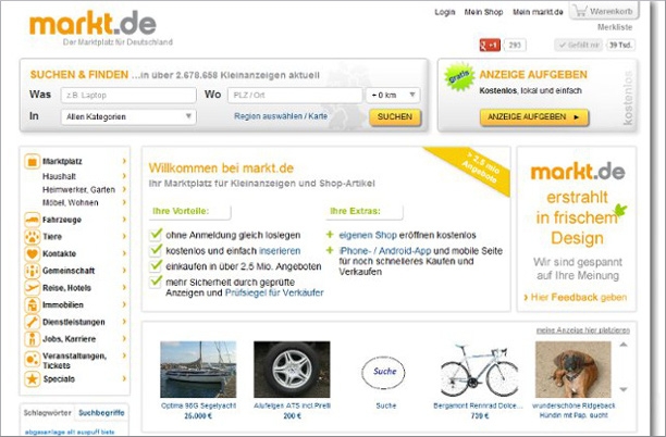 markt.de im Redesign: Der Marktplatz für Deutschland optimiert Design und Usability markt.de im Redesign: Der Marktplatz für Deutschland optimiert Design und Usability