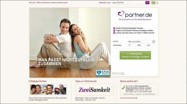 Die Partnervermittlung partner.de im neuen Look und Feel