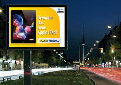 www.facebook.com/123plakat: Fan werden und iPad gewinnen.
