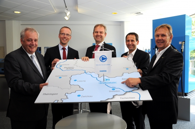Thomas Krüger (Wirtschaftsförderung Sachsen), Thorsten Meier (Geschäftsführer BOGE), Wolf D. Meier-S