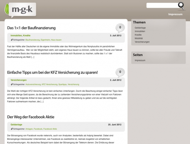 Screenshot M-G-K.de Screenshot M-G-K.de