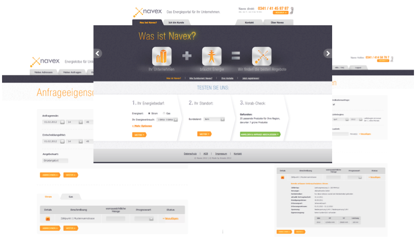 Hier ein kleiner Einblick auf die navex Webseite Hier ein kleiner Einblick auf die navex Webseite