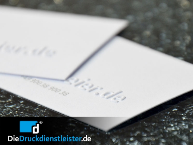 DieDruckdienstleister.de exklusiv mit Blindprägung für Visitenkarten und Briefbögen auf Designer-Pap DieDruckdienstleister.de exklusiv mit Blindprägung für Visitenkarten und Briefbögen auf Designer-Pap