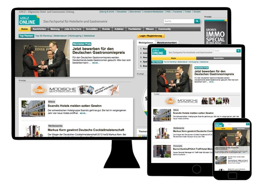 Die AHGZ-Website auf unterschiedlichen Displaygrößen. Die AHGZ-Website auf unterschiedlichen Displaygrößen.