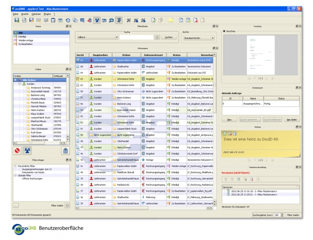 Professionelle Dokumentenverwaltung mit ecoDMS Version 12.05 (brandine) von applord