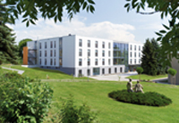 Blick vom Gemeindezentrum auf das neue Betreuungszentrum in Teutschenthal