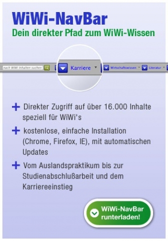 Mit der neuen Navigationsbarüber den Browser direkt zum WiWi-Fachwissen.