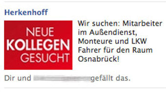 Facebook Anzeige der Firma Herkenhoff Facebook Anzeige der Firma Herkenhoff