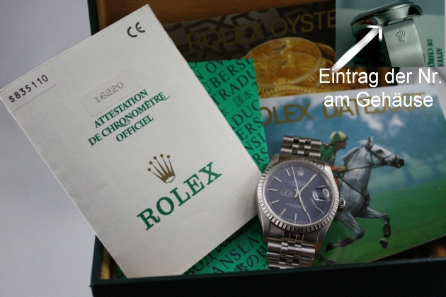 Beispiel einer Rolexuhr aus dem Jahrgang 1996 Beispiel einer Rolexuhr aus dem Jahrgang 1996