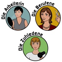 Die drei unterschiedlichen Arbeitnehmer im Friseur-Salon