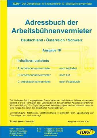 Das Branchenverzeichnis für die Arbeitsbühnenvermietung