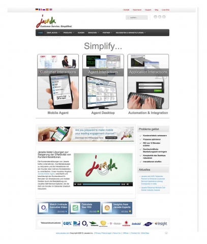 Die neue, deutschsprachige Website von Jacada. Die neue, deutschsprachige Website von Jacada.