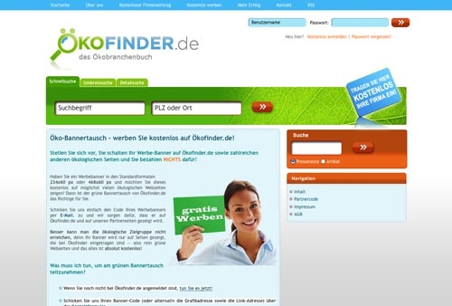 ökologischer Bannertausch beiÖkofinder.de