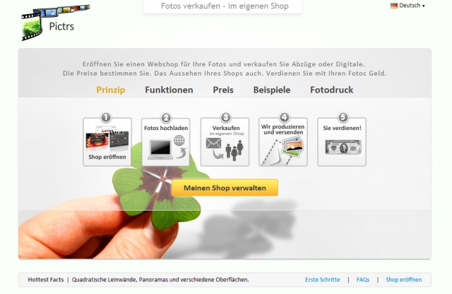 Screenshot der Pictrs-Webseite