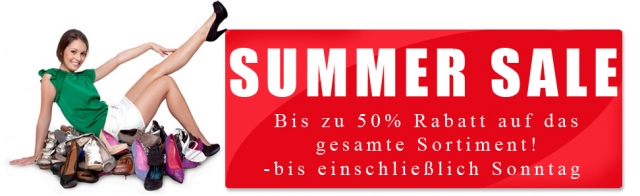 Summer-Sale im Stiefelparadies - Schuhe aller Kategorien um bis zu 50 Prozent reduziert Summer-Sale im Stiefelparadies - Schuhe aller Kategorien um bis zu 50 Prozent reduziert