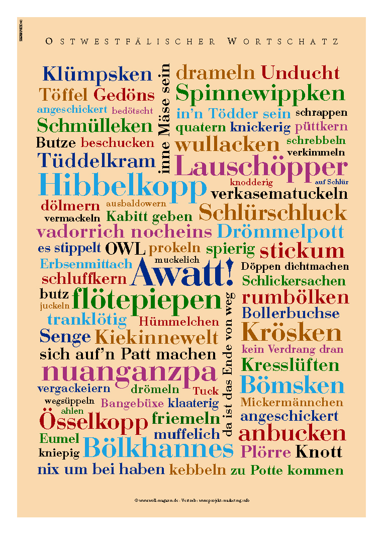 Ein Plakat mit Charme - Ostwestfälischer Wortschatz Ein Plakat mit Charme - Ostwestfälischer Wortschatz