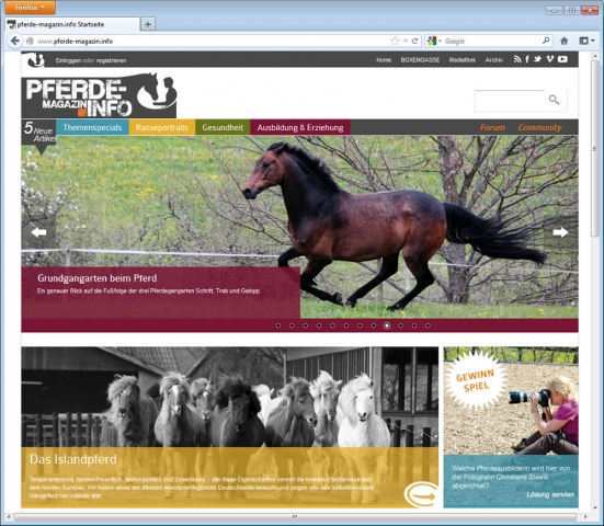 PferdeMagazin.Info: das neue große Online-Portal für Pferdefreunde mit zahlreichen Videos, Fotostrec PferdeMagazin.Info: das neue große Online-Portal für Pferdefreunde mit zahlreichen Videos, Fotostrec