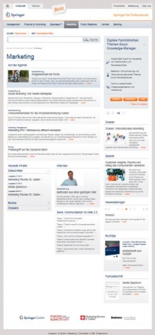 Screenshot vom Themenkanal Marketing auf Springer für Professionals Screenshot vom Themenkanal Marketing auf Springer für Professionals