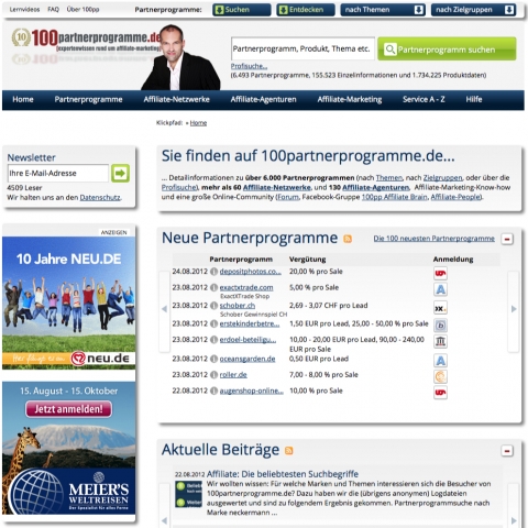 Im Zentrum von 100partnerprogramme.de steht die große, handgepflegte Partnerprogramm-Datenbank.