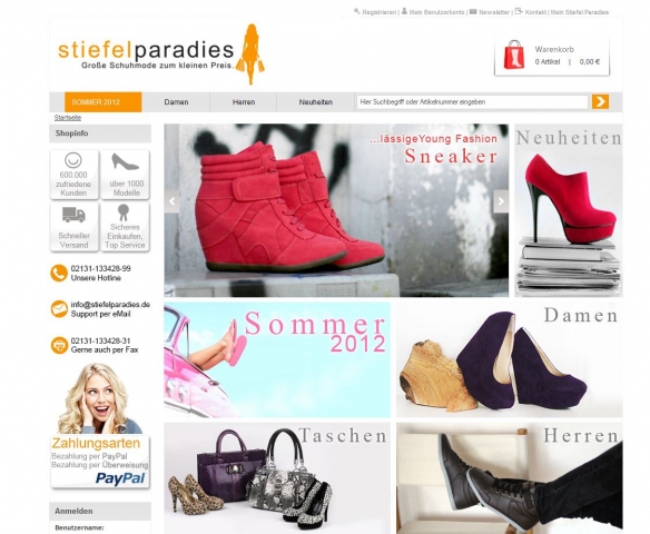 Supergünstige Sommerschuhe gibt's im Webshop www.stiefelparadies.de