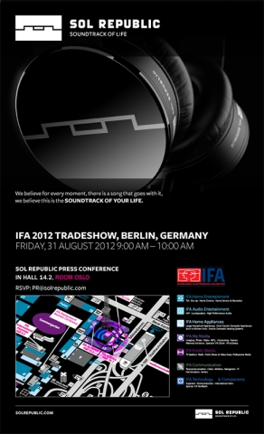 Einladung zur Sol Republic IFA Pressekonferenz Einladung zur Sol Republic IFA Pressekonferenz