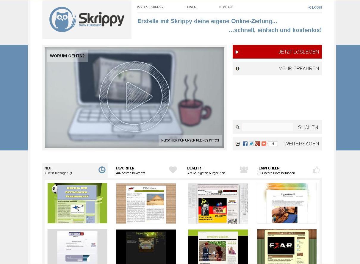 Screenshot Startseite Skrippy.com