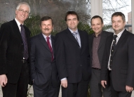 Prof. Volkenandt, Dr. Montgomery, Prof. Augustin, Dr. Nolte und Dr. Knöss (v.l.n.r.) Prof. Volkenandt, Dr. Montgomery, Prof. Augustin, Dr. Nolte und Dr. Knöss (v.l.n.r.)