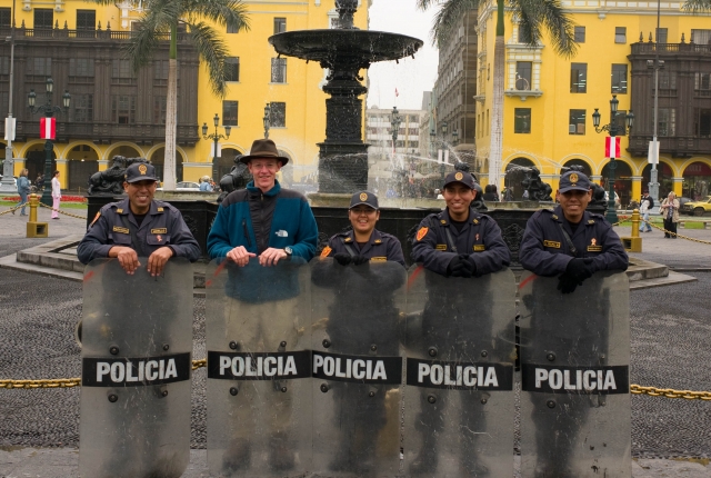 Der Fotograf auf dem Plaza de Armas in Lima, Peru