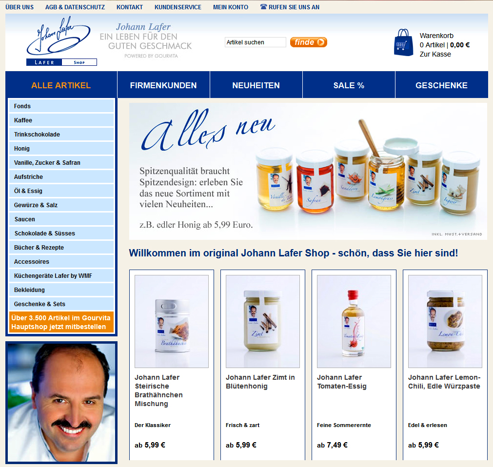 Neues Design - mehr Auswahl: der Online Shop von Johann Lafer.