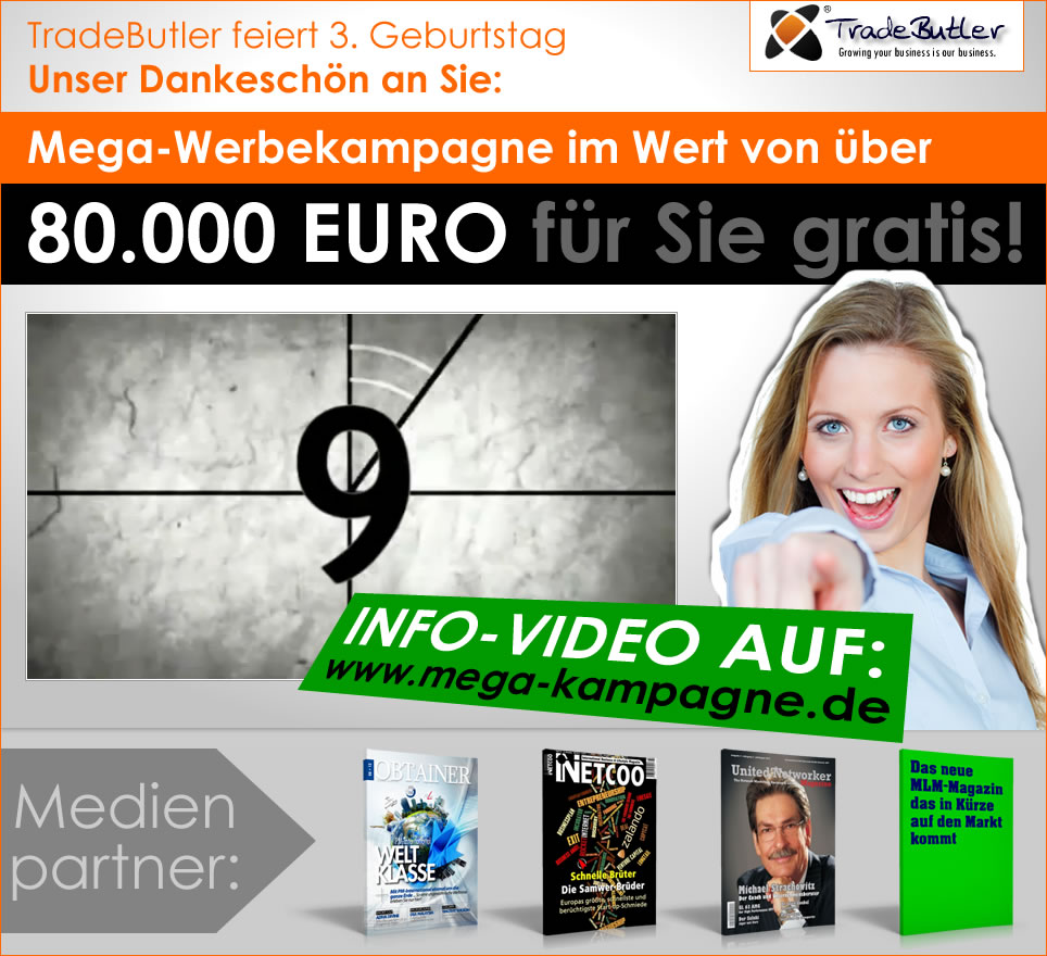 TradeButler feiert Geburtstag und verschenkt eine 80.000 Euro Werbekampagne