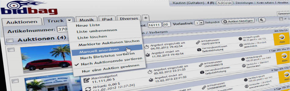 bidbag Interface