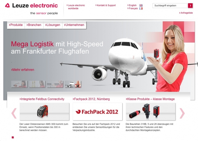 Bei der neuen Website der Leuze electronic finden Interessenten noch schneller zum richtigen Produkt Bei der neuen Website der Leuze electronic finden Interessenten noch schneller zum richtigen Produkt