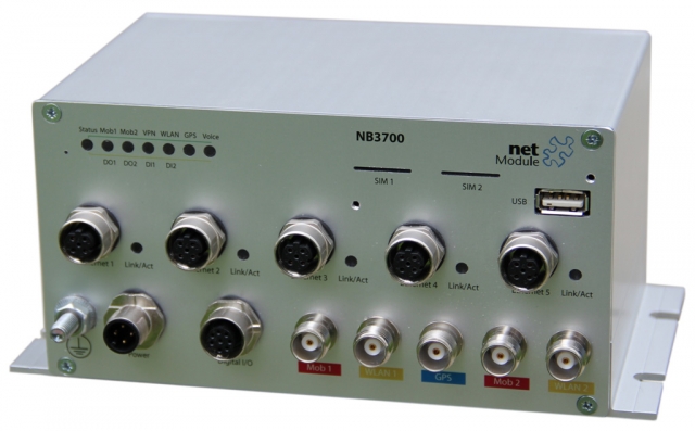 NetModule NB3700: Für Railway zertifizierter Wireless Router mit LTE Protokoll und VoIP für Notrufe NetModule NB3700: Für Railway zertifizierter Wireless Router mit LTE Protokoll und VoIP für Notrufe
