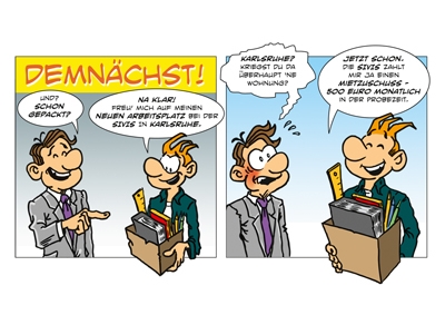 Ein Comic bringt die kreative Mitarbeitersuche der SIVIS auf den Punkt. Ein Comic bringt die kreative Mitarbeitersuche der SIVIS auf den Punkt.