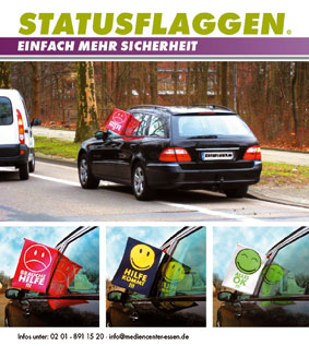 Das neue Flaggensystem des Essener Unternehmens Mediencenter Essen schafft Klarheit für alle 