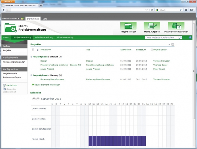 utilitas App zur Projektverwaltung in Office 365 utilitas App zur Projektverwaltung in Office 365
