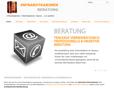 Screenshot des Ratgeber-Portals Infrarotkabinen-Beratung.de