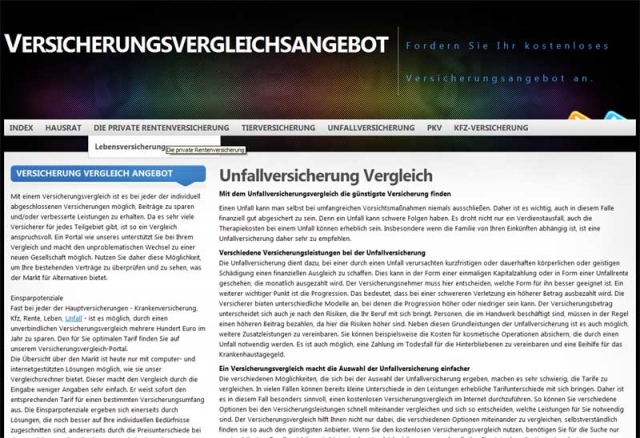 Unfallversicherung Vergleich