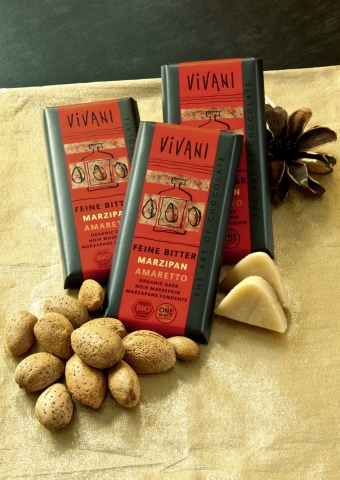 Neue VIVANI Bio Schokolade: Feine Bitter Marzipan Amaretto
