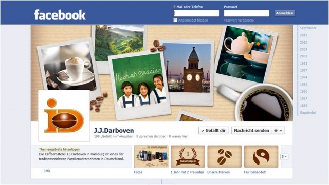 Der Hamburger Kaffeeröster J.J.Darboven geht mit seinem Profil im sozialen Netzwerk Facebook online.