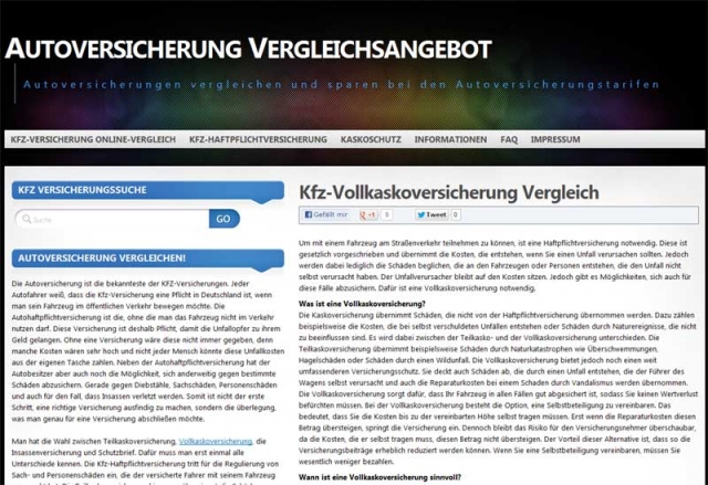 Vollkaskoversicherung Vergleich
