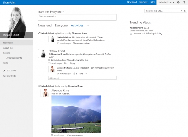Social Intranet: Beispiel für einen Aktivitätenstream Social Intranet: Beispiel für einen Aktivitätenstream