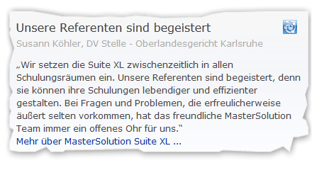 Kunden über Classroom Management mit MasterSolution Suite XL Kunden über Classroom Management mit MasterSolution Suite XL