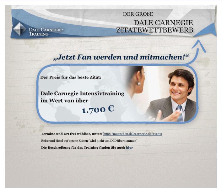 Dale Carnegie mit Zitatewettbewerb auf Facebook Dale Carnegie mit Zitatewettbewerb auf Facebook