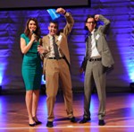 RTL Moderatorin Annett Möller und PrintStars 2012 Sieger T. Rohleder und J. Spiel von systemform