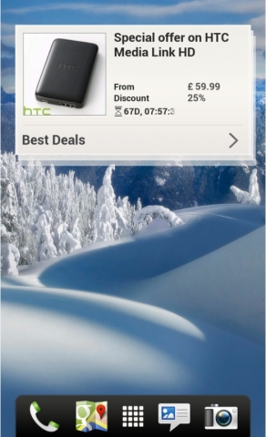So sieht das neue Best Deals Widget auf dem HTC-Smartphone aus.