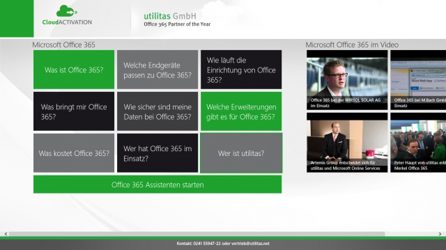 Startscreen der Cloud Activation App Startscreen der Cloud Activation App